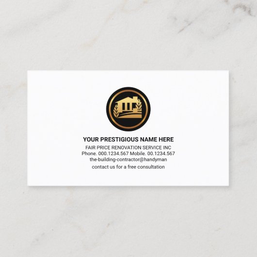 Red Rooftop met handymantools Visitekaartje (Achterkant)