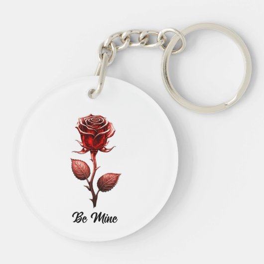 Red. Roos acryl Sleutelhanger (Achterkant)