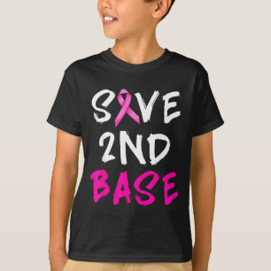 Red roos Funny Save 2e 2nd base roze lint borst T-shirt