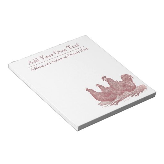 Red Rooster and Hens Plymouth Rock Chickens Boerde Notitieblok (Schuin)