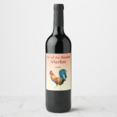 Red Rooster Bird Wijnlabel Wijn Etiket (Voorkant)