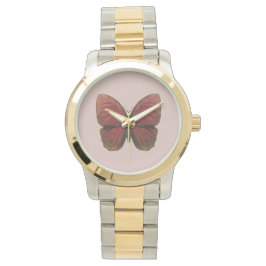 Red Rooster Butterfly Horloge