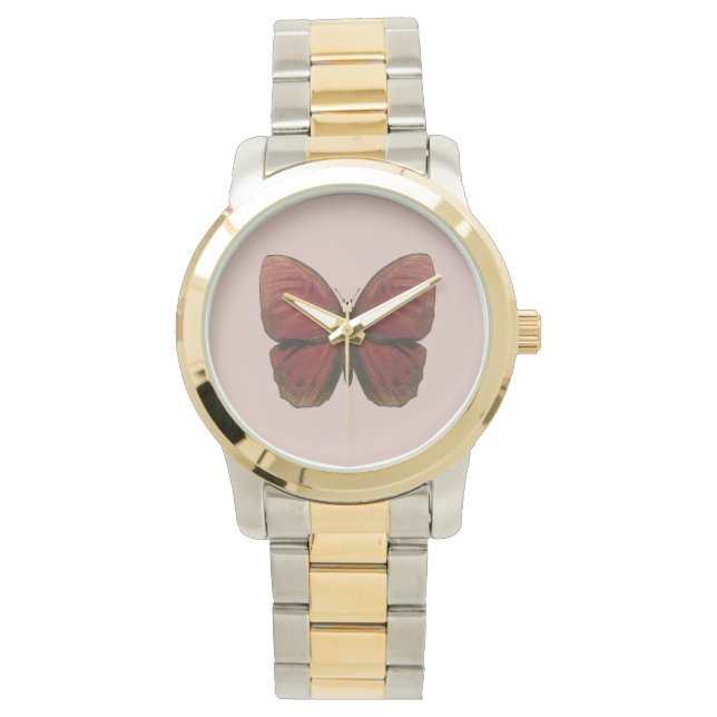 Red Rooster Butterfly Horloge (Voorkant)