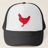 Red rooster chicken trucker hat trucker pet (Voorkant)