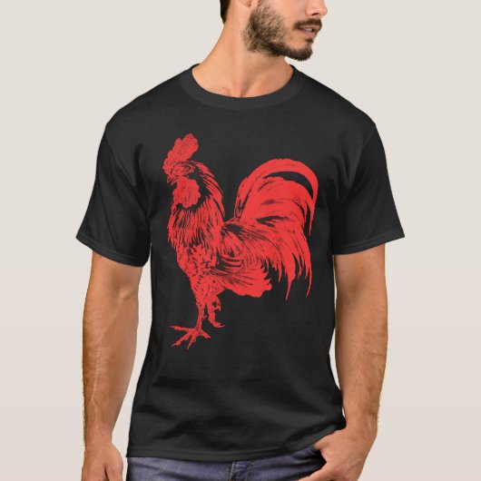 Red Rooster Cocky  Rooster T-shirt (Voorkant)