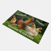 Red Rooster en Hens "Welkom bij onze Coop" Deurmat (Schuin)