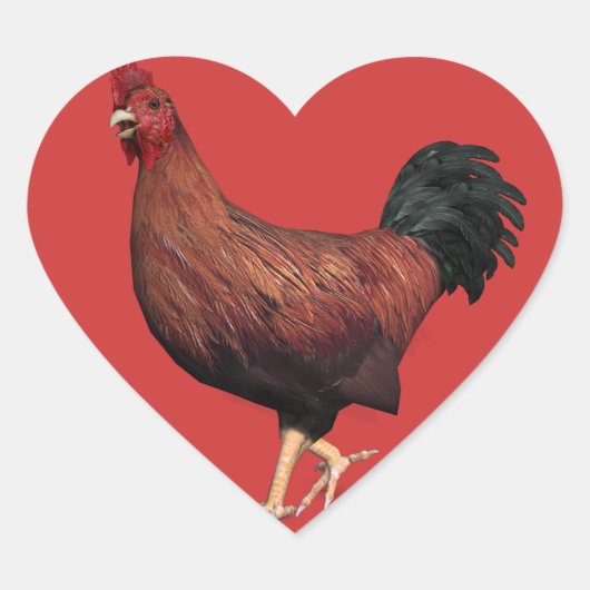 Red Rooster Hart Sticker (Voorkant)