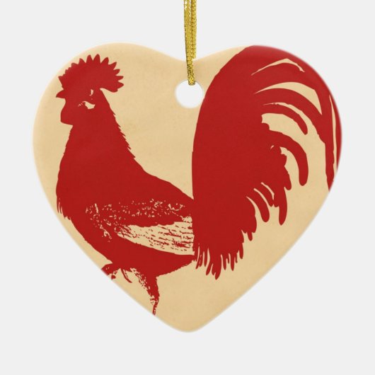 Red Rooster Keramisch Ornament (Voorkant)