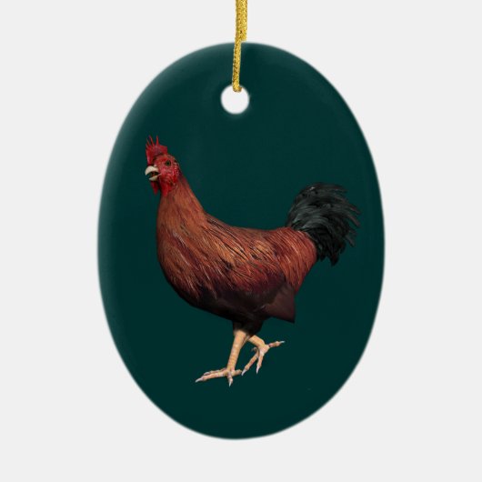 Red Rooster Keramisch Ornament (Voorkant)