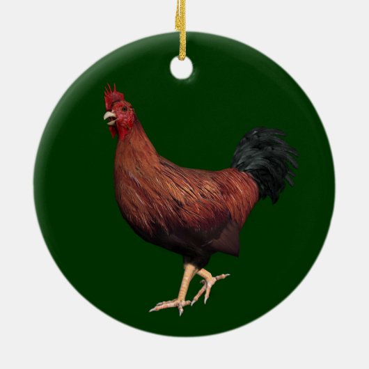 Red Rooster Keramisch Ornament (Achterkant)