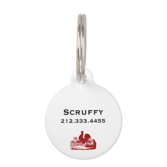 Red Rooster Old Farmhouse  Huisdierpenning (Achterkant)