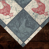 Red Rooster on Gray Black Checkerboard Farmhouse Tissuepapier