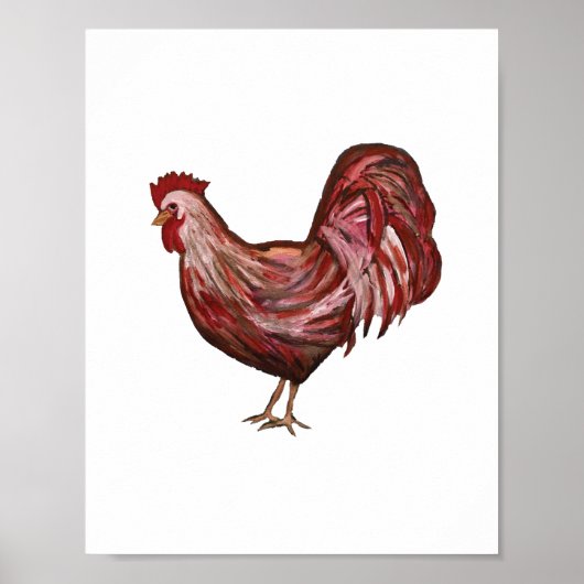 Red Rooster Painting Farmhouse Decor Art Print (Voorkant)