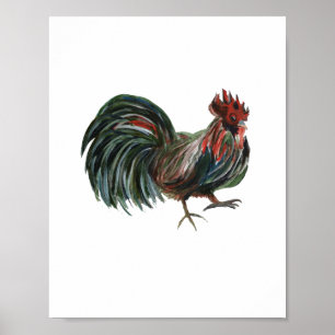 Red Rooster Painting Farmhouse Decor Art Print