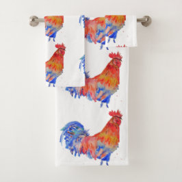 Red Rooster Roosters Chicken Blue Bird Boys Mannen Bad Handdoek