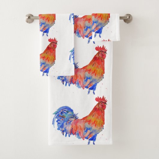 Red Rooster Roosters Chicken Blue Bird Boys Mannen Bad Handdoek (Insitu)