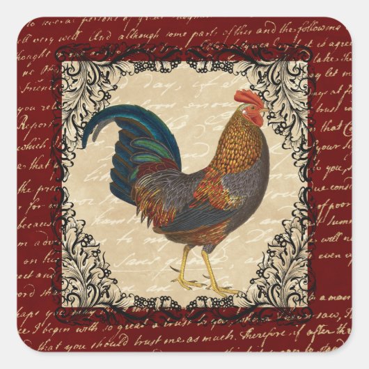 Red Rooster  Vierkante Sticker (Voorkant)
