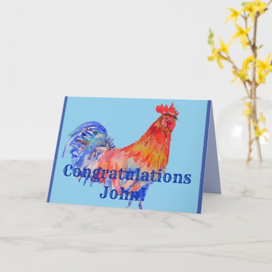 Red Rooster Waterverf-creditcard Kaart (Gele Bloem)