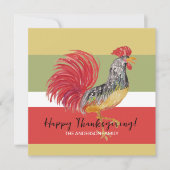 Red Rooster Waterverf Illustratie Feestdagenkaart (Voorkant)