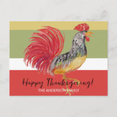 Red Rooster Waterverf Illustratie Feestdagenkaart (Voorkant)