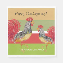 Red Rooster Waterverf Illustratie Servet