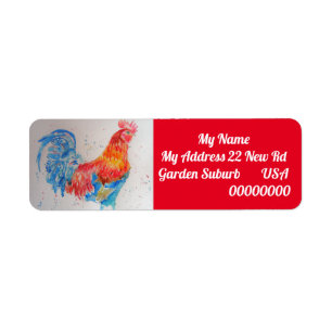 Red Rooster Waterverf Return Address Labels
