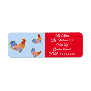 Red Rooster Waterverf Return Address Labels