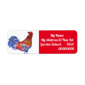 Red Rooster Waterverf Return Address Labels (Voorkant)
