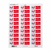 Red Rooster Waterverf Return Address Labels (Full Sheet)
