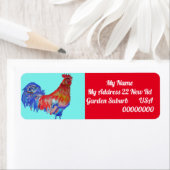 Red Rooster Waterverf Return Address Labels (Insitu)