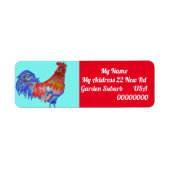 Red Rooster Waterverf Return Address Labels (Voorkant)