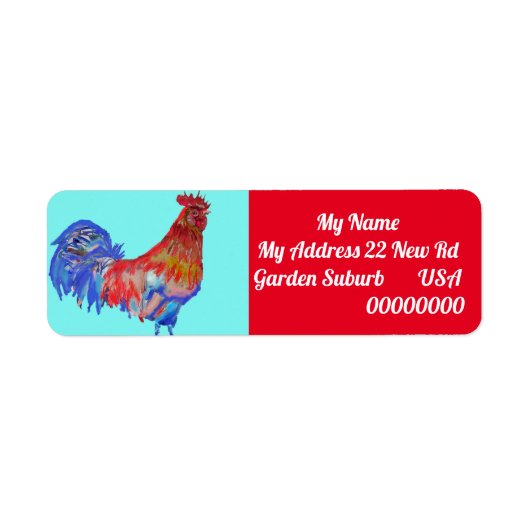 Red Rooster Waterverf Return Address Labels (Voorkant)