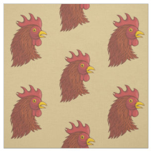 Red Rooster's Head Pattern Stof