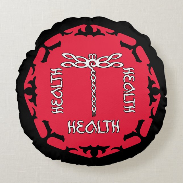 Red Root Chakra "Health" Dragonfly-ontwerp Rond Kussen (Voorkant)