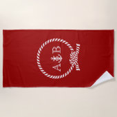 Red Rope en Anchor Monogrammed Strandlaken (Voorkant)