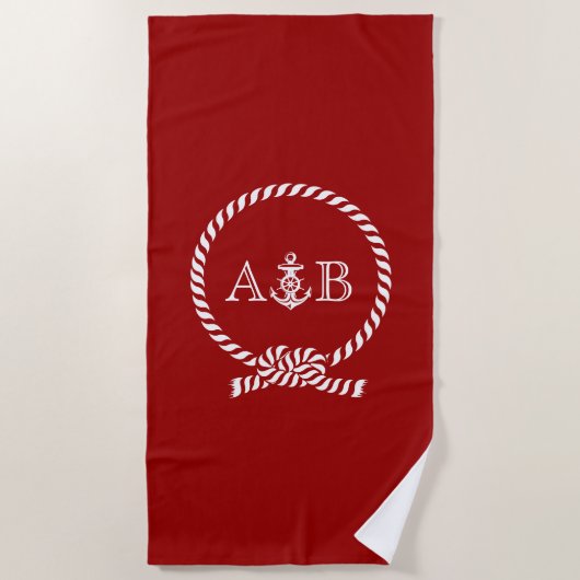 Red Rope en Anchor Monogrammed Strandlaken (Voorkant)