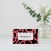 Red Rope Pattern Black Visitekaartje (Staand voorkant)