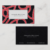 Red Rope Pattern Black Visitekaartje (Voorkant / Achterkant)