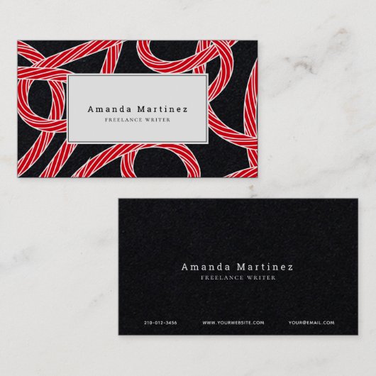 Red Rope Pattern Black Visitekaartje (Voorkant / Achterkant)
