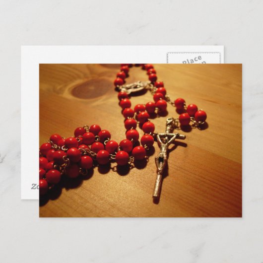 Red Rosary Briefkaart (Voorkant / Achterkant)