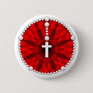 Red Rosary Dream Catcher Ronde Button 5,7 Cm