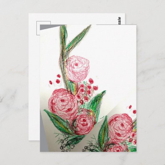 Red Rosas Asymmetric Briefkaart (Voorkant / Achterkant)