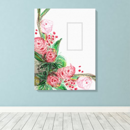 Red Rosas Asymmetrisch Canvas Afdruk (Insitu (Houten vloer))