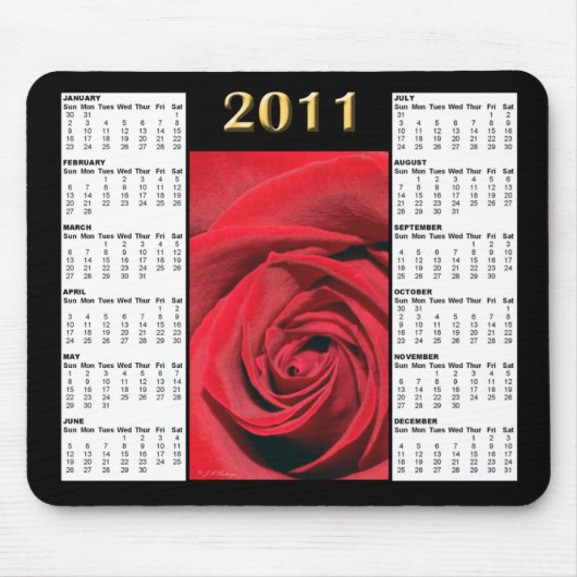 Red Rose 2011 Calendar Mousepad Muismat (Voorkant)