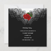 RED Rose 40th Birthday Lace Black White Silver Kaart (Achterkant)