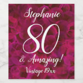 Red Rose 80 en geweldig verjaardagsfeestje Wijn Etiket (Enkel label)