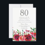 Red Rose 80th Birthday Party Invitation Kaart<br><div class="desc">Red Rose 80th Birthday Party Invitation Matching collectie in Niche and Nest store.</div>