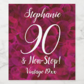 Red Rose 90 en non-stop verjaardagsfeestje Wijn Etiket (Enkel label)