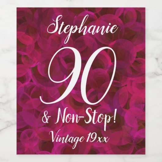 Red Rose 90 en non-stop verjaardagsfeestje Wijn Etiket (Enkel label)