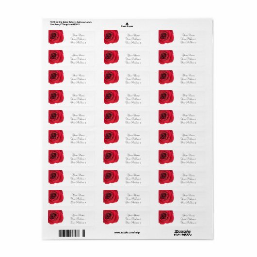 Red Rose Aangepaste Adresetiketten Etiket (Full Sheet)